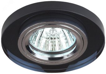 Светильник декор стекло круглое MR16,12V/220V, 50W, хром/черный DK7 CH/BK