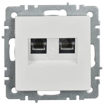 BRITE Розетка компьютерная двойная кат.5E RJ45 РК10-2-БрБ белый