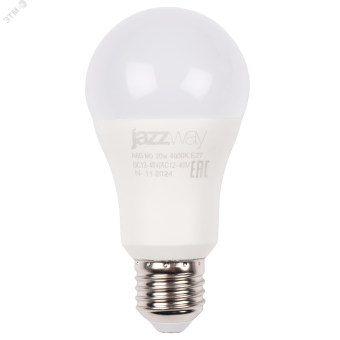 Лампа светодиодная LED 20Вт A60 E27 4000K низковольт. 12-48V JazzWay