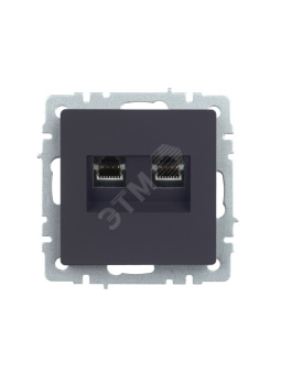 BRITE Розетка компьютерная двойная RJ45 кат.5E РК10-2-БрГ графит