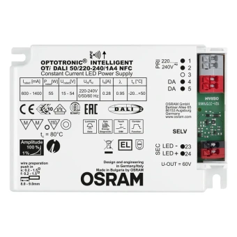 OTi DALI 50/220…240/1A4 | 50W 600-1400mA 15-54V | DALI2/NFC | 110x75x25мм - драйвер для светодиодов OSRAM