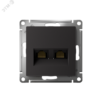 ATLASDESIGN РОЗЕТКА двойная компьютерная RJ45+RJ45, кат.6А, механизм, КАРБОН