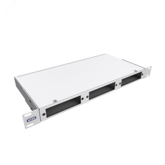 Кросс NTSS оптический 19'' укомплектованный 1U. 8 портов SC/UPC. 9/125 мкм (планки, сплайс-кассета. пигтейлы. КДЗС. адаптеры) серый RAL 7035