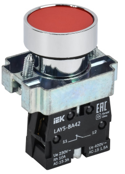 Кнопка управления LAY5-BA42 без подсветки красная