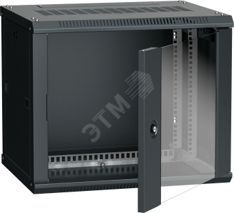 Шкаф настенный 19' LINEA W 9U 600x450мм стеклянная дверь RAL9005