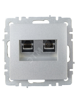 BRITE Розетка компьютерная двойная RJ45 кат.5E РК10-2-БрА алюминий