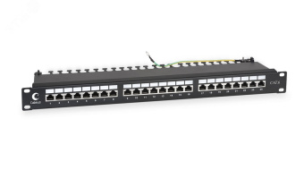 Патч-панель IDC 19' (1U), 24 порта RJ-45, категория 6, полностью экранированная, с задним кабельным организатором