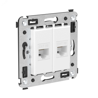 Avanti Компьютерная розетка RJ-45 без шторки в    стену, кат.5е двойная, Белое облако