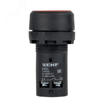 Кнопка красная возвратная SW2C-11 без подсветки IP54