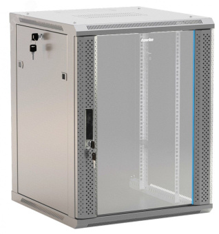 Шкаф настенный 19-дюймовый 18U 908x600х600мм стеклянная дверь с перфорацией