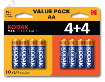 Батарейка Kodak LR6 4+4BL MAX SUPER Alkaline AA