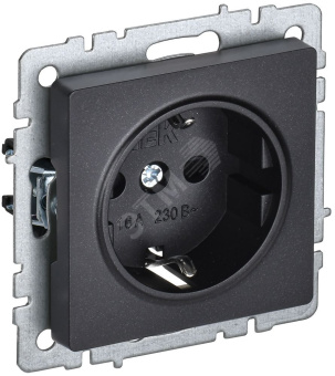 BRITE Розетка с заземлением без защитных шторок 16А РС11-1-0-БрЧ черный