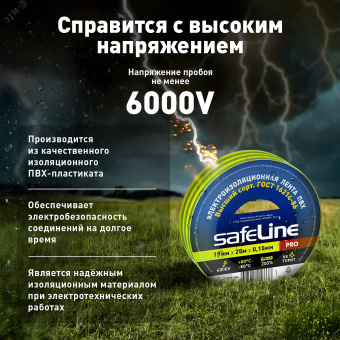 Изолента ПВХ желто-зеленая 19мм 25м