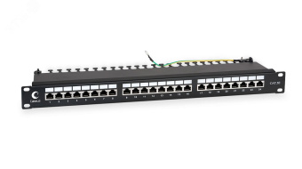 Патч-панель IDC 19'(1U), 24 порта RJ-45 полностью экранированная, категория 5e, Dual IDC