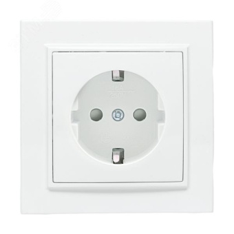 Розетка Минск одноместная СП с заземлением 16А белая защитные шторки